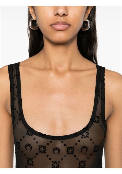 mesh flock bodysuit woman black MARINE SERRE | WUW061A CJER0005BK99